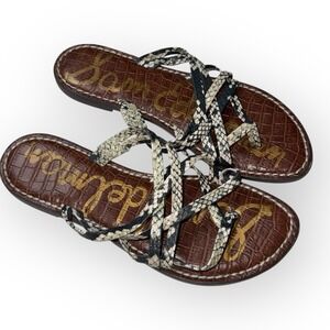 Sam Edelman Women's Snakeskin Print Thong Slip On Sandals‎ Beige Grey Size 6